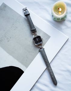 Vintage Design Black & Silver Women's Watch w/ Gray Leather Strap&nbsp| NOT JUST A LABEL Silver Watches Women, Small Watch, Women's Watches, Gray Leather, Timeless Accessories, Design Silver, Urban Chic, Women's Watch, Black Watch