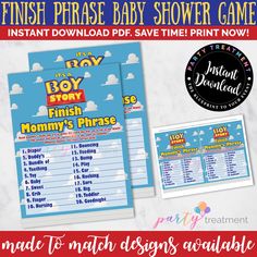 a printable baby shower game with instructions