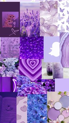 a collage with purple and lavender colors