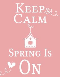 a pink poster with the words keep calm spring is on