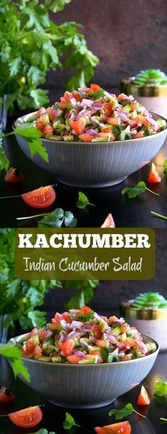 two bowls filled with vegetables and garnished with cilantro, red onion, and green onions