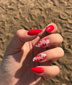 Floral Nail Designs, Her Nails, Red Nail Designs, Floral Nails, Chic Nails, Short Acrylic Nails, Nail Arts, Best Acrylic Nails