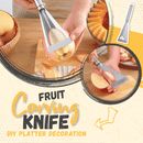 the fruit carving knife is being used to make pies