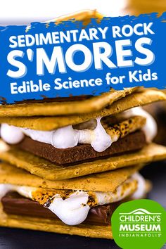 Photo: Close up of 3 stacked s'mores with graham crackers, chocolate bars, and toasted marshmallows. Edible Rocks, Geology Lessons, Homeschool Science Lessons, Homeschool Science Experiments, Homeschool Science Curriculum, Experiment For Kids