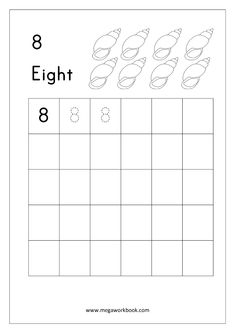 the number eight worksheet for children to learn how to write and draw numbers