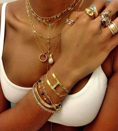 Gold Girl, Nail Jewelry, Funky Jewelry, Jewelry Lookbook, Stacked Jewelry, Double Take, Girly Jewelry