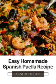 an easy homemade spanish paella recipe with shrimp and mussels