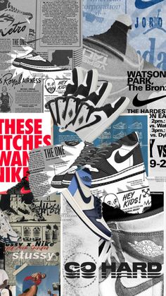 a collage of various images with the words, nike and other sports related items