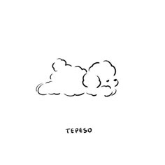 a black and white drawing of clouds with the word tepeso written below it