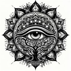 an all seeing eye surrounded by ornate designs