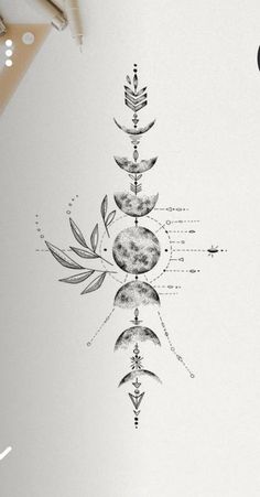 a drawing of the moon and phases on paper