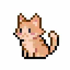 an image of a pixelated cat that looks like it's holding something in its hand