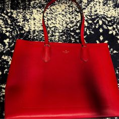 Nwt Kate Spade Handbag. No Signs Of Wear In Brand New Condition. Wallet Not Included Classic Red Bag With Large Capacity, Classic Red Bags With Large Capacity, Red Satchel With Removable Pouch For Shopping, Classic Red Large Capacity Bag, Classic Large Capacity Red Bag, Red Satchel For Daily Use With Dust Bag, Classic Red Shoulder Bag For Errands, Classic Red Bag With Handles, Classic Red Shopping Bag