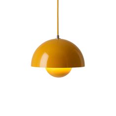 a yellow light hanging from the ceiling