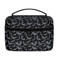 If you are spooky all year like me, then you need to Halloweenify your makeup accessories with this spooky gothic Halloween faux leather train style makeup case. Featuring my hand drawn Batty Bats  2023 pattern. You'll be the spookiest bat in the flock. Rock your spooky style with this bat-tastic Halloween makeup case.  PRODUCT DETAILS My cosmetic bags are the perfect spooky accessory for any ghoul that needs organization for their makeup, toiletries, small paranormal gear and so much more. Made of a textured faux leather material that is waterproof.  Features my hand drawn witchy illustrations of cauldrons, jack-o-lanterns, ghosts, crystal balls, candles, skulls, moons and more. Add a little magic to your travels or everyday storage with a spooky witchcore makeup bag.  + Faux Leather with Goth Makeup Bag, Witchcore Makeup, Goth Makeup Products, Dr Room, Bat Makeup, Spooky Makeup, Spooky Stuff, Dream Bags, Spooky Style