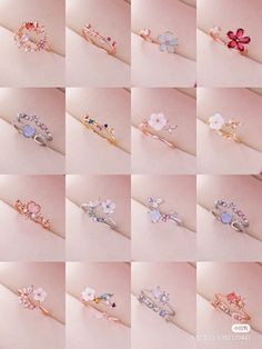 Korean Jwellery, Korean Rings, Aesthetic Korean Jewelry, Rings Kawaii, Cincin Aesthetic Korea, Cute Pink Rings Aesthetic, Fairycore Jewelry Rings, Minimalist Accessories Jewellery