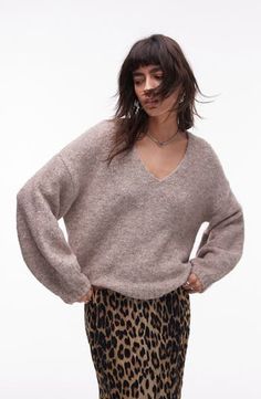 Topshop Oversize V-Neck Sweater | Nordstrom Knit Cardi, Sweater Season, Fabric Gifts, Free Fabric, Sweater Knit, Anniversary Sale, V Neck Sweater, Vneck Sweater, Get Ready