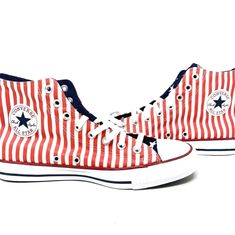 Converse 170813f Usa Stars Red Stripes Size8.5 Sneakers New With Box / No Box Top Converse Sporty High-top Sneakers For Summer, Red High-top Sneakers For Summer, Sporty Converse High-top Sneakers For Summer, Sporty Summer High-top Converse Sneakers, Red Converse Sneakers With Rubber Sole, Sporty Red Converse High-top Sneakers, Converse Sneakers For Sports In Summer, All Black High Tops, Purple Basketball Shoes