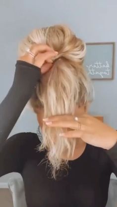 Simple Hair Updos For Long Hair, Effortless Hairstyles Mid Length, Easy Ponytail Hairstyles For Long Hair, Diy Hairs, Easy Buns, Slick Ponytail, Easy Hairdos, Easy Bun, Messy Ponytail