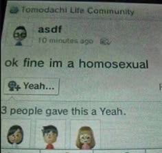 an image of some people on their cell phones with the caption'ask me i'm a homosexual yeah 3 people gave this a yeah