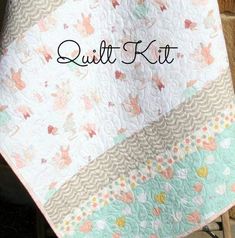 Kristin Blandford Designs Baby Quilt Kit The Littlest Quilt Kit, Striped Bunny Blanket Project, Quilting Ideas Simple Girl Quilts Patterns, Trendy Nursery, Baby Quilt Kit, Personalized Baby Quilt, Bunny Blanket, Mint Grey, Baby Patchwork Quilt, Bunny Quilt, Baby Quilt Pattern