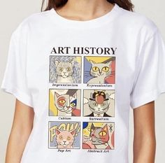 Sizes(CM) Shoulder Chest Length XS 39 41 53 S 42 43 55 M 44 45 57 L 46 47 60 XL 48 49 62 XXL 50 54 65 Artsy Shirt, Cute Grunge, Artist Humor, Artist Shirts, Paint Shirts, History Humor, Oversized Graphic Tee, Cat Shirts, Cat Tshirt