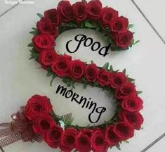 two wreaths with roses and the words good morning on them