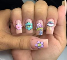 19 Nails Ideas for August 2024 Nails Acrylic Coffin Summer, Nail Art Kit Tools, Rainbow Nail Art Designs, Rave Nails, Summer Nails Art, Rainbow Nail Art, Quick Nail, August Nails, Spring Acrylic Nails