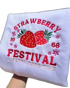 Trendy Sweatshirt With Letter Embroidery For Spring, Strawberry Cute, Strawberry Festival, Embroidered Sweatshirts, Gender Neutral, Festival, Etsy Uk, Sweatshirts