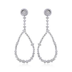 Natural SI/H Diamond Pear Dangle Earrings 14k White Gold Birthday Gift 2.40 Ct.