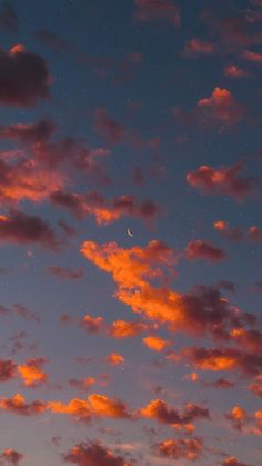 Crescent Moon, Crescent, At Night, The Sky, Moon, Stars, Pink