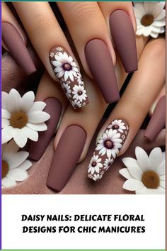 Get ready for spring with these stunning daisy nails! Add a touch of floral elegance to your manicure with this beautiful daisy nail art. Perfect for embracing the season's blooming beauty and adding a fresh, feminine touch to any outfit. Whether you're attending a garden party or simply want to brighten up your day, these spring nails are sure to make a statement. Explore different colors and designs to create your own unique daisy-inspired look. Normal Nails, Mom Nails, Travel Nails, Daisy Nail Art, Chic Manicure, Fall Blue, Nails Dark, Pink Fall