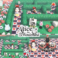 an animal crossing game is shown with many animals and flowers on the ground, as well as