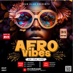 the afro vibes flyer for an event