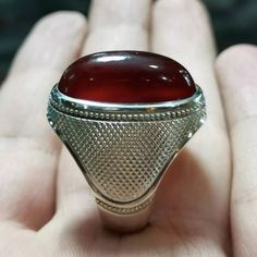 Real Yemeni Aqeeq Ring red blood Aqeeq Ring Akik Ring Aqeeq Stone Ring For Men, Aqeeq Ring, Red Blood, Beard Styles For Men, 925 Ring, Red Band, Blood Red, Handmade Rings, Agate Ring