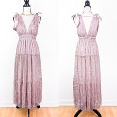 This Glittering Pink Maxi Is Just What You Need To Tap Into Your Inner Goddess. If Features A Deep V-Neckline, Ribbon Straps, An Empire Waist, And A Pink Foil Floral Print. Pair It With Some Heels For An Elegant, Event-Ready Look. Nwt. Specifications 100% Polyester 100% Polyester Lining Pink Foil Floral Print Lurex Fixed Straps With Ribbon Bow Details Elastic Empire Waist Made In China Hand Wash Cold; Do Not Bleach; Hang To Dry; For Best Results Dry Clean Size Medium Measurements Bust - 36" Empi V-neck Shimmer Dresses For Spring, V-neck Shimmer Dress For Summer, Summer Shimmer Lurex Dresses, Spring Lurex Dresses With Shimmer Detail, Spring Lurex Dresses With Shimmer, Glamorous Spring Lurex Dress, Spring Shimmer Lurex Dress, Goddess Maxi Dress, Pink Foil