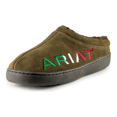 When it's time to ease out of those boots, slip into the fiercely comfortable Ariat Suede Clog w/Ariat Logo Slipper. Durable genuine suede and a faux shearling lining give feet a soft landing at the end of the day. Ariat recognizes the stoic, hard-working symbol of the American West and embodies that spirit in every pair. Features Durable Genuine Suede Upper Faux Shearling Lining Indoor/Outdoor Rubber Bottom High-Density Comfort Midsole Ariat Patriot Digital Camo Collar Winter Suede Clogs With Rubber Sole, Winter Suede Slip-on Clogs, Winter Slip-on Suede Clogs, Winter Suede Clogs With Round Toe, Winter Brown Closed Toe Clogs, Winter Brown Slip-on Clogs, Brown Slip-on Clogs For Winter, Brown Synthetic Slip-on Slippers, Brown Synthetic Slippers With Round Toe