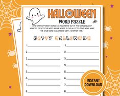 a printable halloween word puzzle for kids to practice spelling and spell their words with