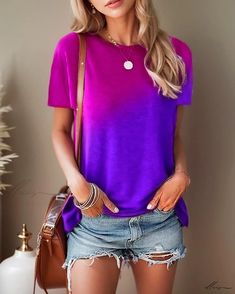 Casual Multicolor Print T-shirt, Casual Short Sleeve T-shirt With Vibrant Print, Casual Short Sleeve T-shirt With Rainbow Print, Casual Colorful T-shirt With Rainbow Print, Casual Multicolor Print V-neck T-shirt, Plaid Blouse, Sleeveless Blouse, Modern Prints, Star Patterns