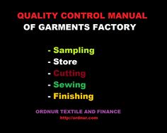 an instruction manual for the use of garments factory, including sewing and finishing