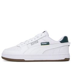 PUMA Caven 2.0 'White And Green' 392332-01 White Breathable Synthetic Skate Shoes, Functional White Round Toe Skate Shoes, White Urban Sneakers For Light Sports, White High-top Functional Skate Shoes, White Cushioned Running Shoes For Streetwear, White Functional High-top Skate Shoes, Functional White High-top Skate Shoes, White Skate Shoes For Light Sports, White Synthetic Skate Shoes For Sports