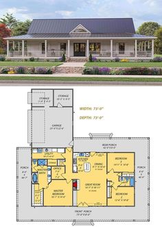 two story house plans with porches and wrappers on the front, side and back