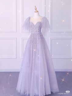 Light Purple Formal Dress Long Sleeve, Illusion Prom Dress, Snow White Prom Dress, Bridgerton Dresses Prom, Bridgerton Dresses Inspired, Blue Gowns, Gaun Fashion, Stunning Prom Dresses, Princess Ball Gowns