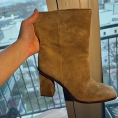 Never Worn. Size 8.5 Tan Suede Boots, Vince Camuto Shoes, Tan Suede, Mid Calf Boots, Suede Boots, Shoes Heels Boots, Vince Camuto, Mid Calf, Lucky Brand