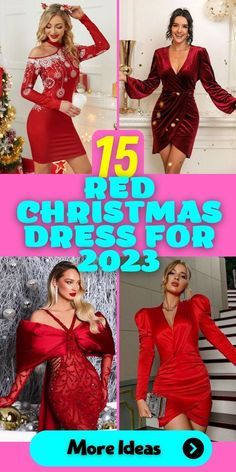 the red christmas dress for women is featured in this ad