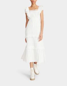 LOVELY LAYERS MAXI DRESS WHITE | Women's White Dresses – Betsey Johnson White Midi Dress With Ruffles, Spring White Ruffled Maxi Dress, Feminine White Chiffon Maxi Dress, Chic White Maxi Dress With Ruffles, White Ruffled Maxi Dress For Daywear, White Fitted Maxi Dress For Casual Wear, White Ruffled Midi Dress For Daywear, White Ruffle Midi Dress For Daywear, White Midi Length Summer Dresses