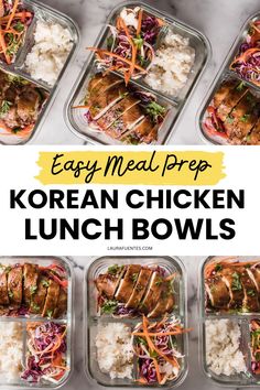 Easy Korean Chicken Meal Prep Chicken Lunch Meal Prep, Sesame Coleslaw, Lunch Bowls, Chicken Lunch, Cooking Jasmine Rice, Idea For Home, Prep Lunch, Meal Prep For Beginners, Asian Slaw