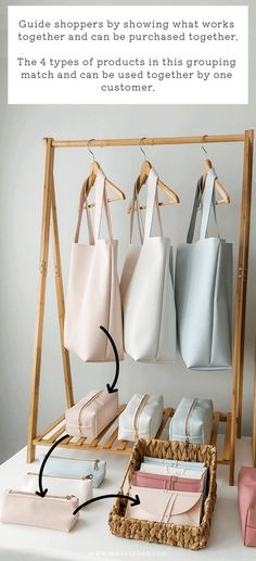 an image of bags and purses hanging on a rack with text describing how to choose the right one