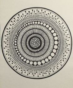 a black and white drawing of a circular design