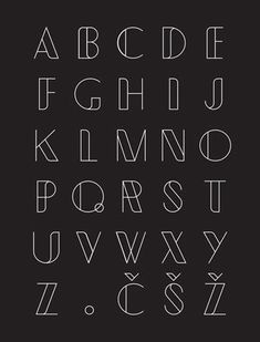 the alphabet is drawn in white on a black background